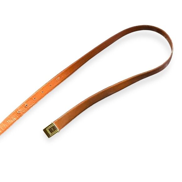 VINTAGE YVES SAINT LAURENT YSL Brown Leather Gold Square Buckle Belt Size 130 main image 6